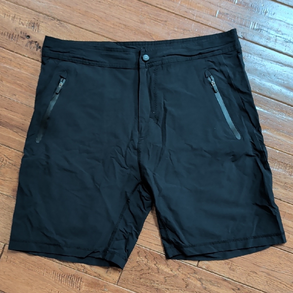 Mack Weldon 4 Way Stretch Black Athletic Performance Zip-Shorts
